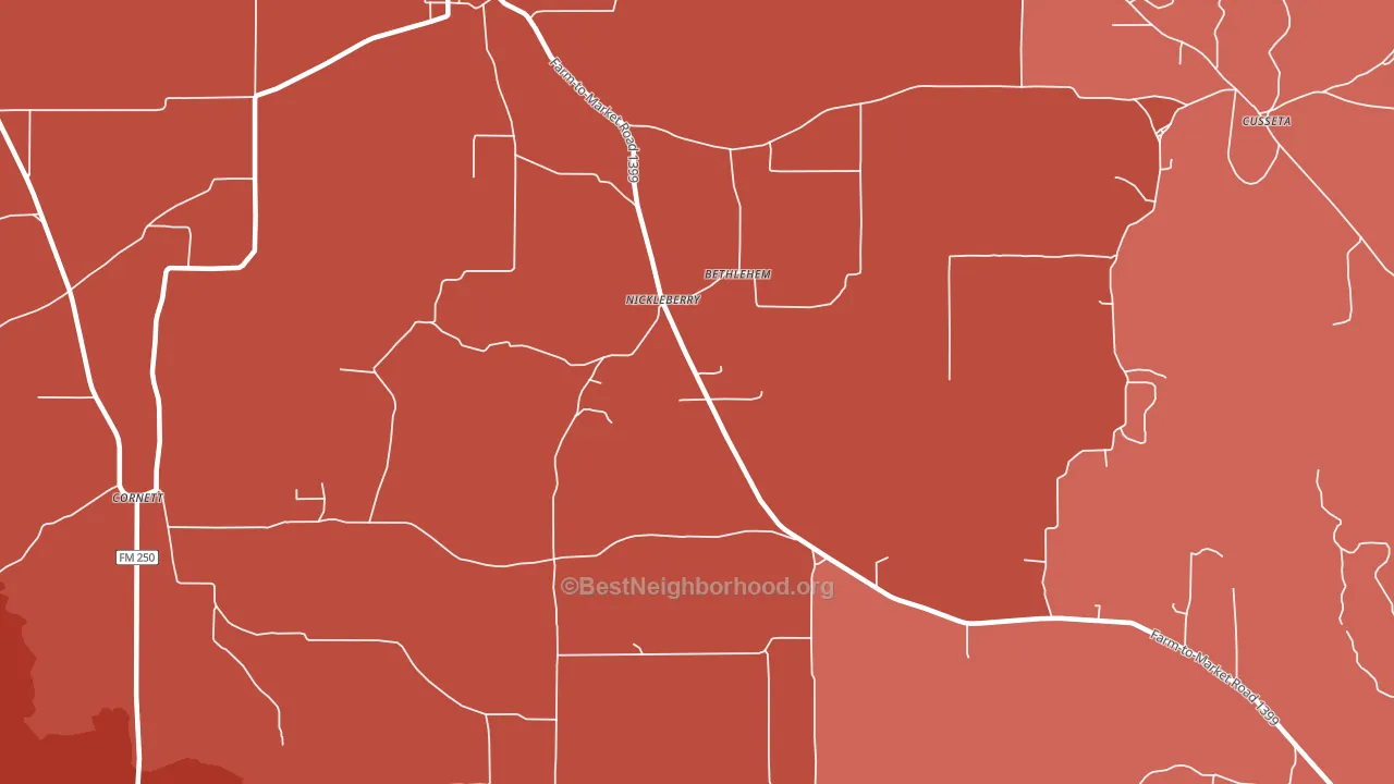 Nickleberry, TX block-group political-lean map