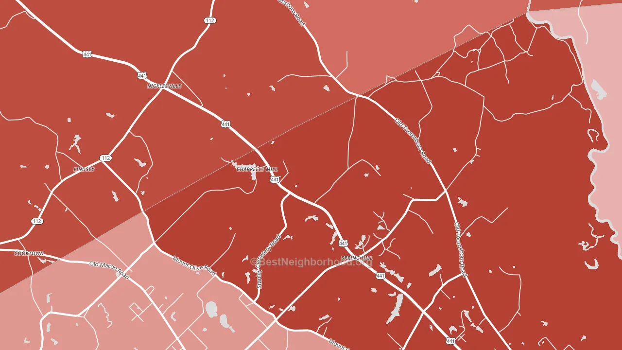 Nicklesville, GA block-group political-lean map
