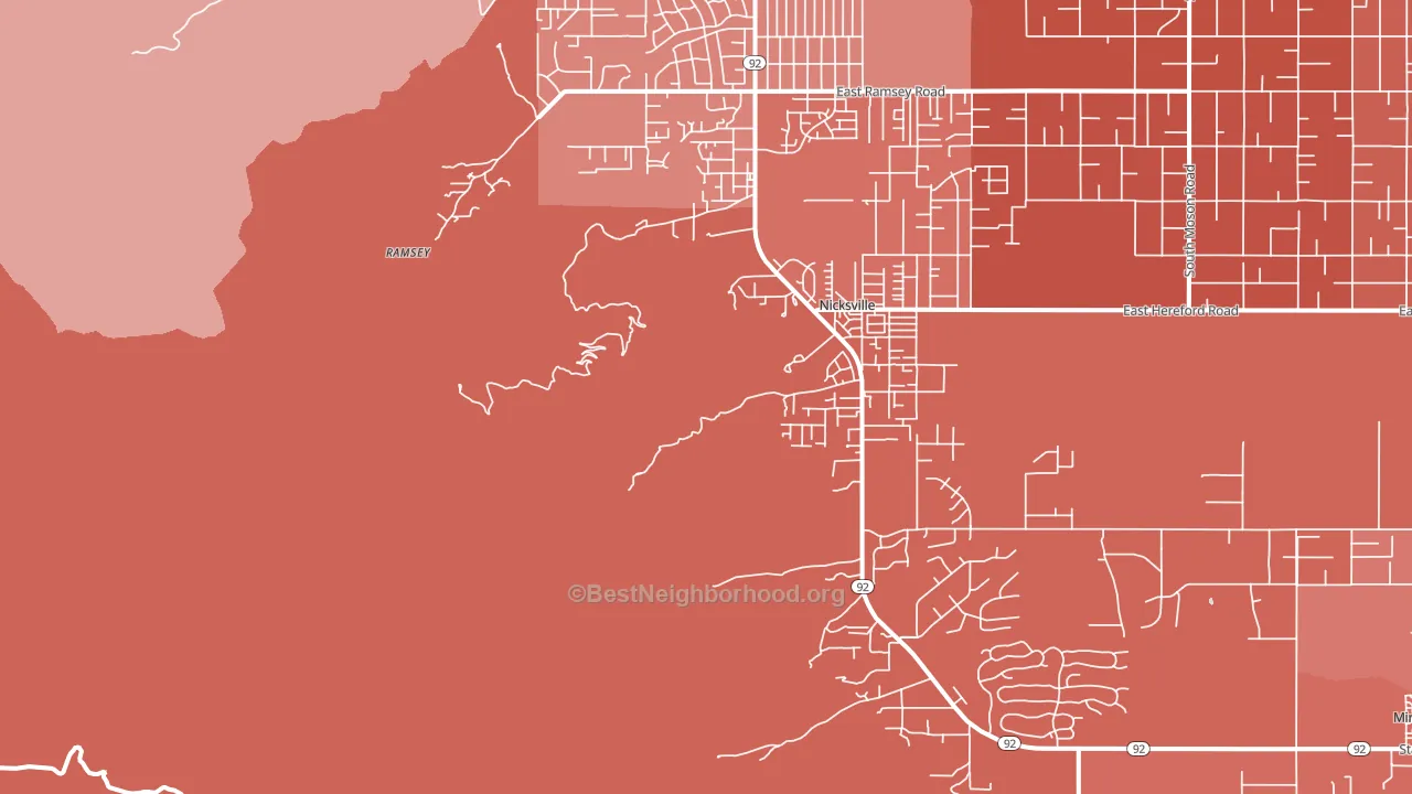 Nicksville, AZ block-group political-lean map