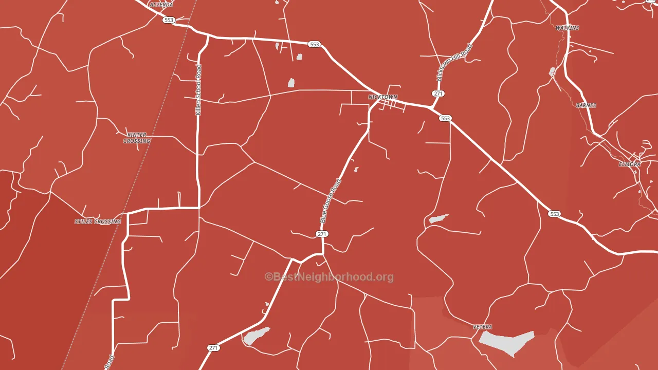 Nicktown, PA block-group political-lean map