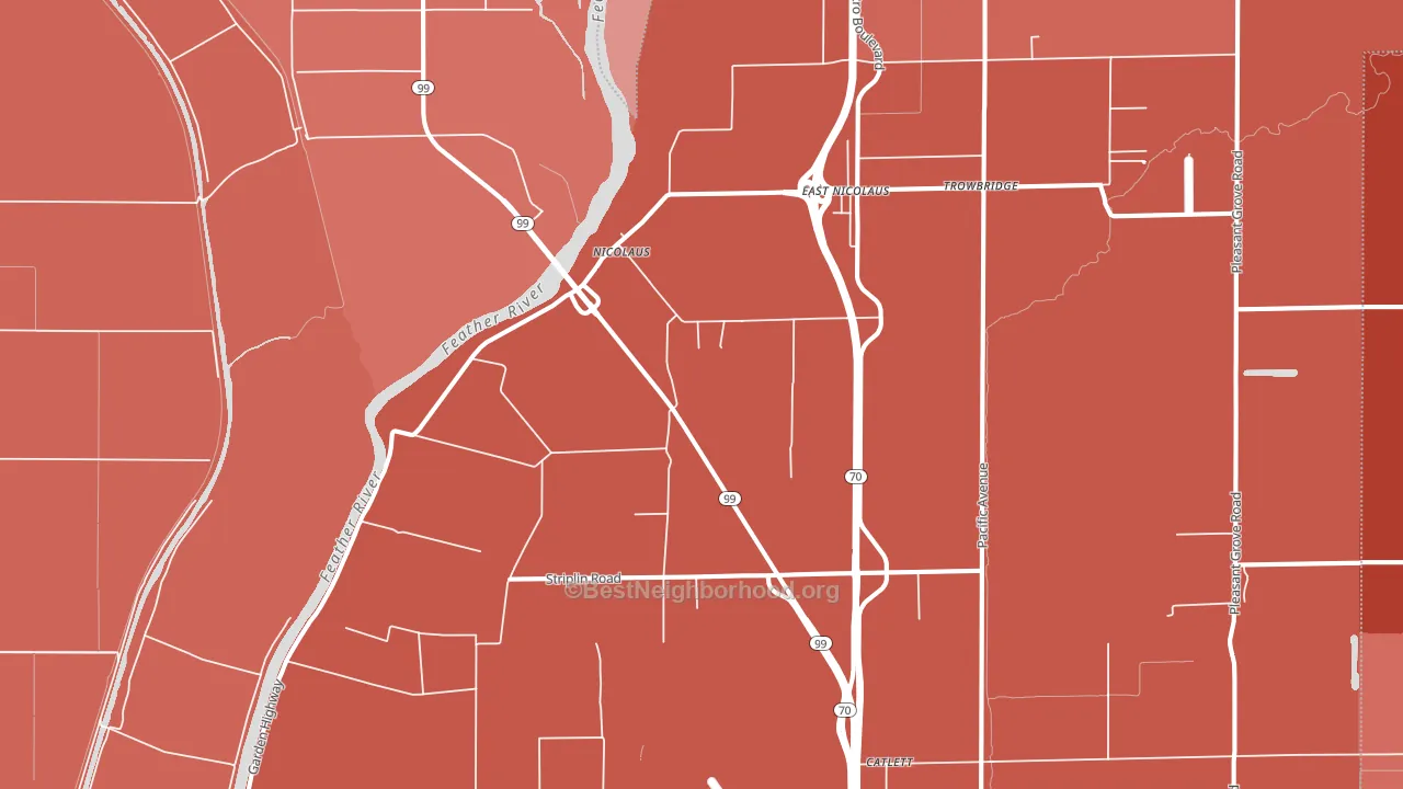 Nicolaus, CA block-group political-lean map