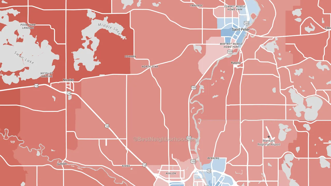 Nicollet County, MN block-group political-lean map