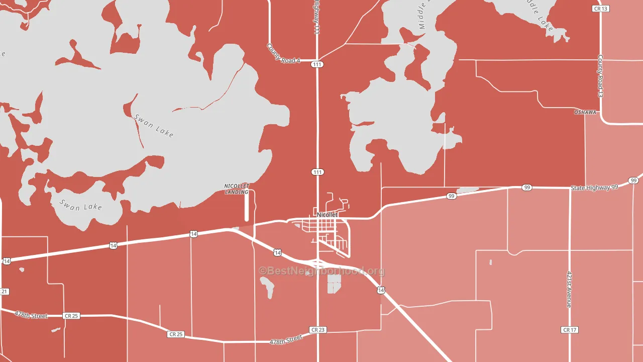 Nicollet, MN block-group political-lean map
