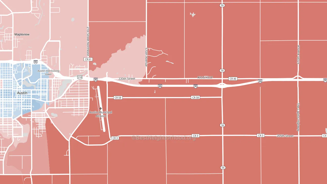 Nicolville, MN block-group political-lean map