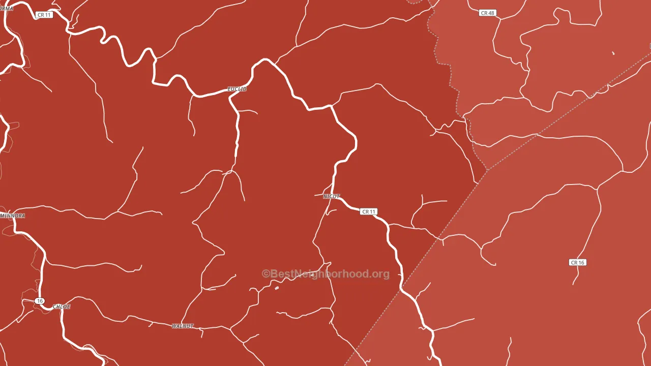 Nicut, WV block-group political-lean map