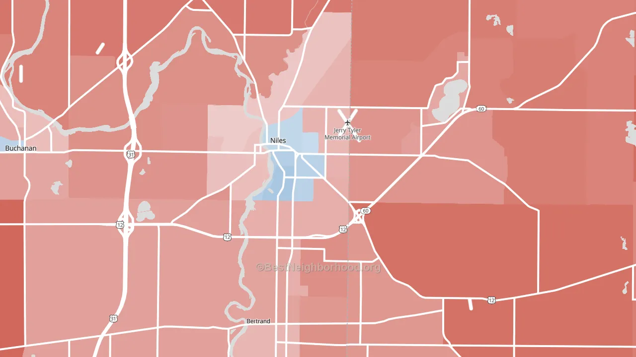 Niles, MI block-group political-lean map