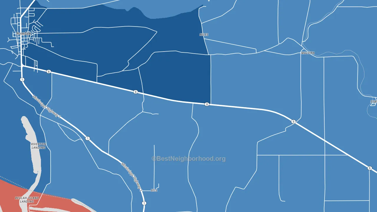 Niles, MS block-group political-lean map