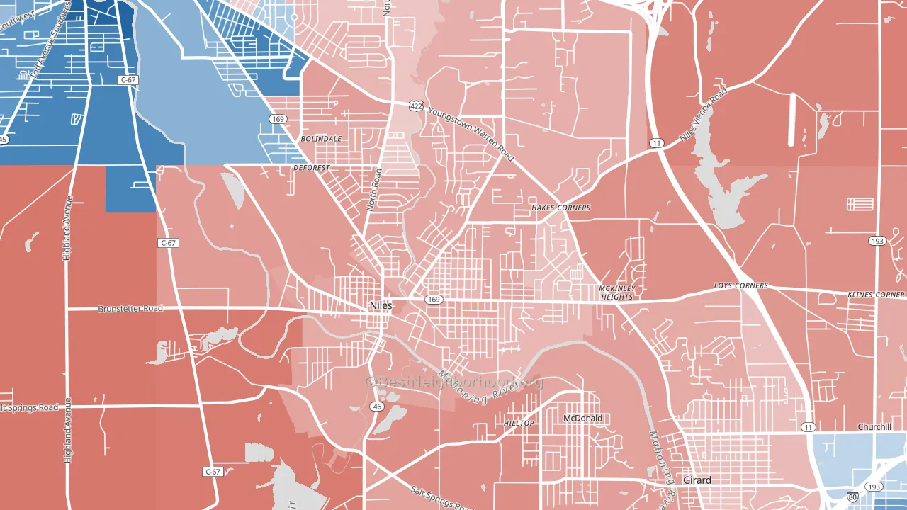 Niles, OH block-group political-lean map