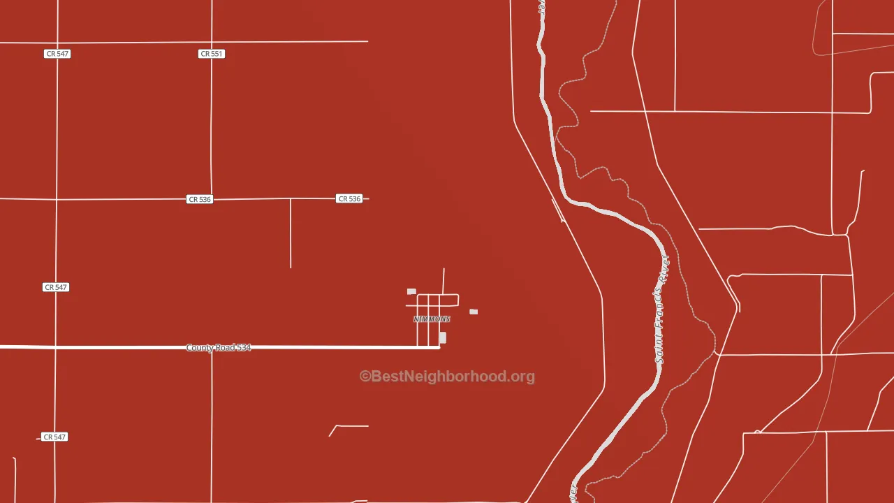 Nimmons, AR block-group political-lean map
