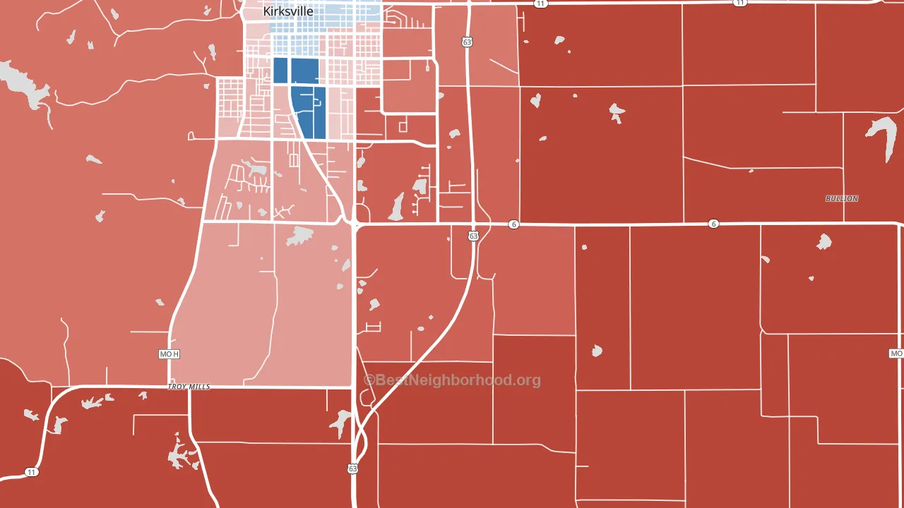 Nind, MO block-group political-lean map