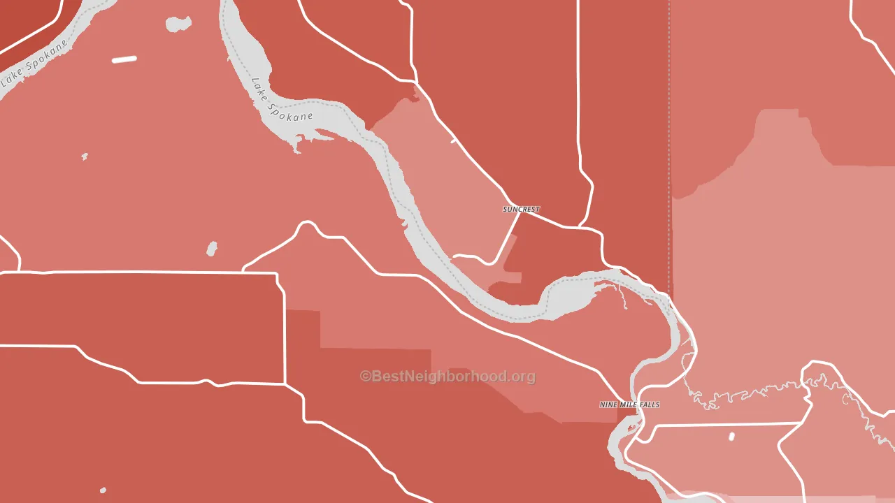 Nine Mile Falls, WA block-group political-lean map