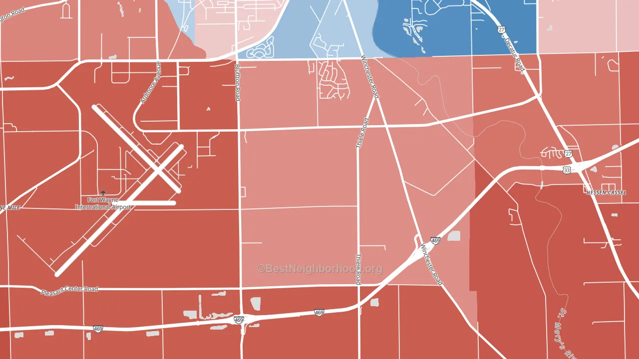 Nine Mile, IN block-group political-lean map