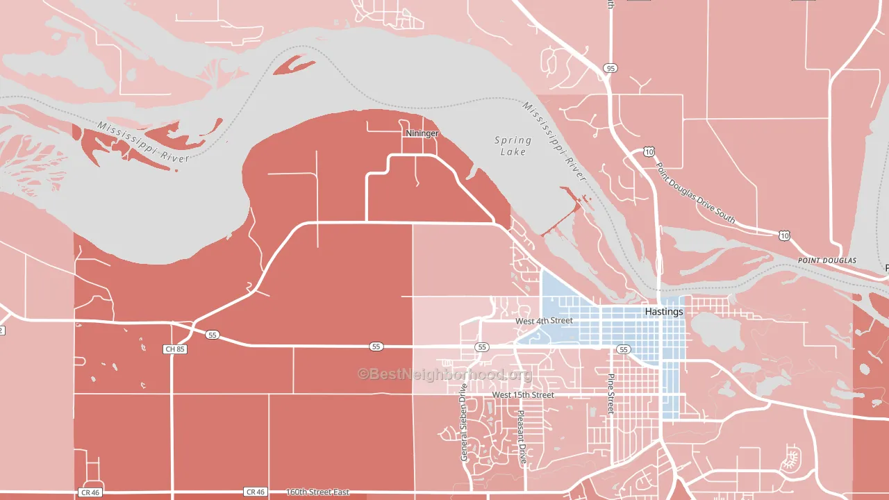 Nininger, MN block-group political-lean map