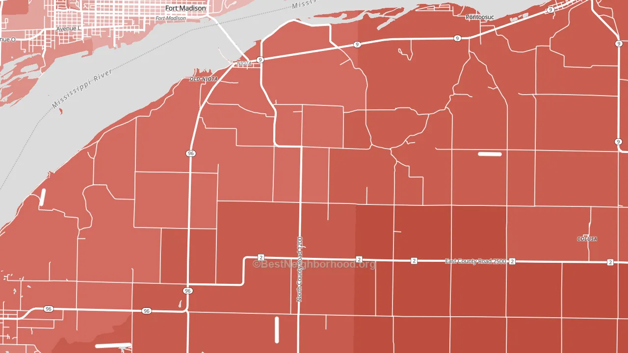 Niota, IL block-group political-lean map