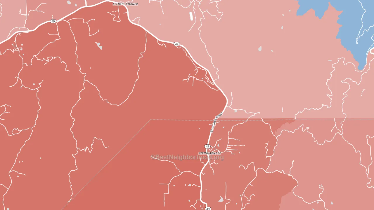 Nipinnawasee, CA block-group political-lean map