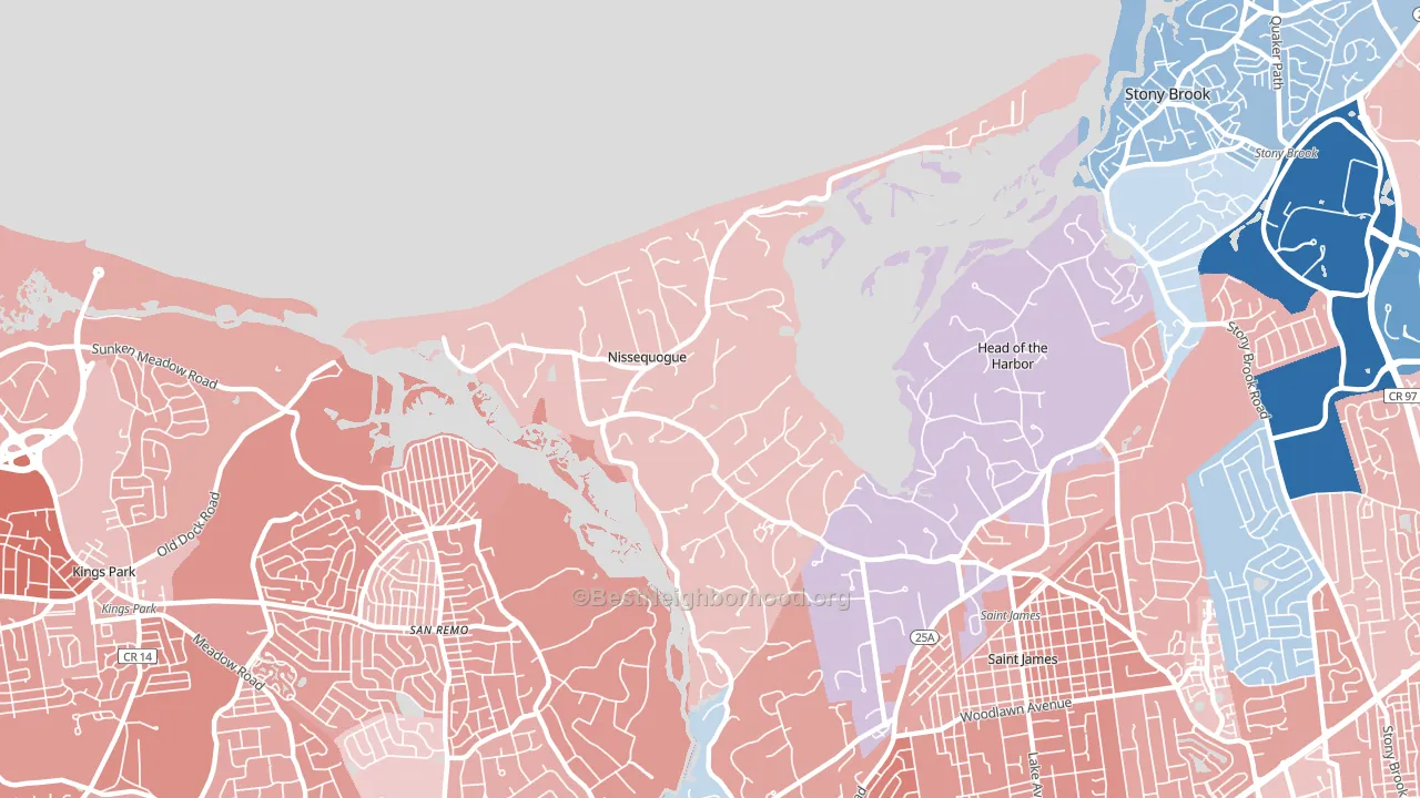 Nissequogue, NY block-group political-lean map