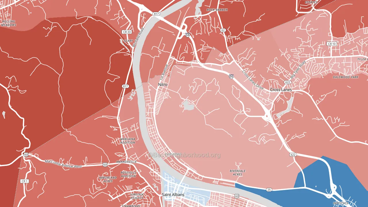 Nitro, WV block-group political-lean map