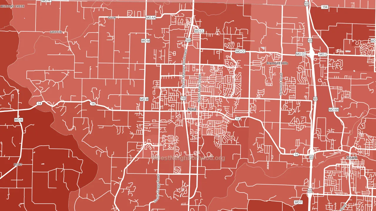 Nixa, MO block-group political-lean map