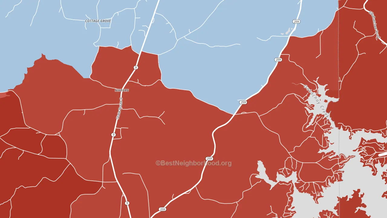 Nixburg, AL block-group political-lean map