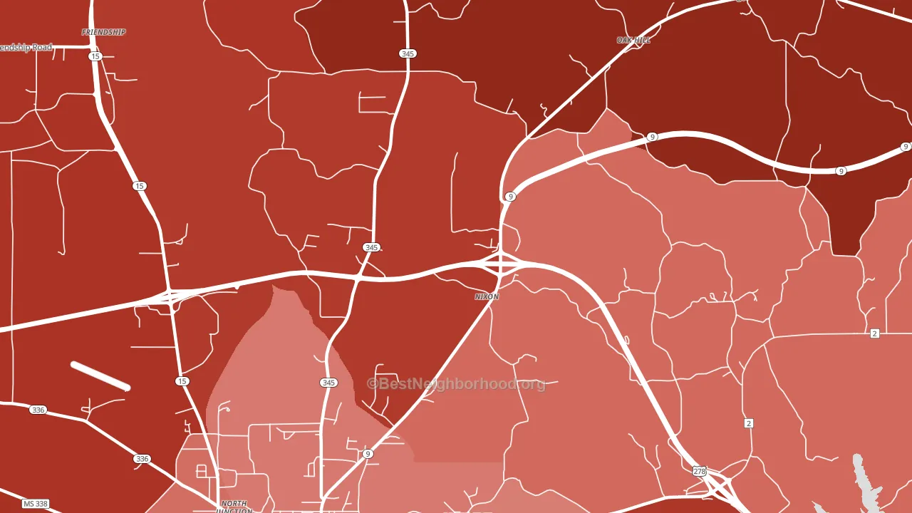 Nixon, MS block-group political-lean map