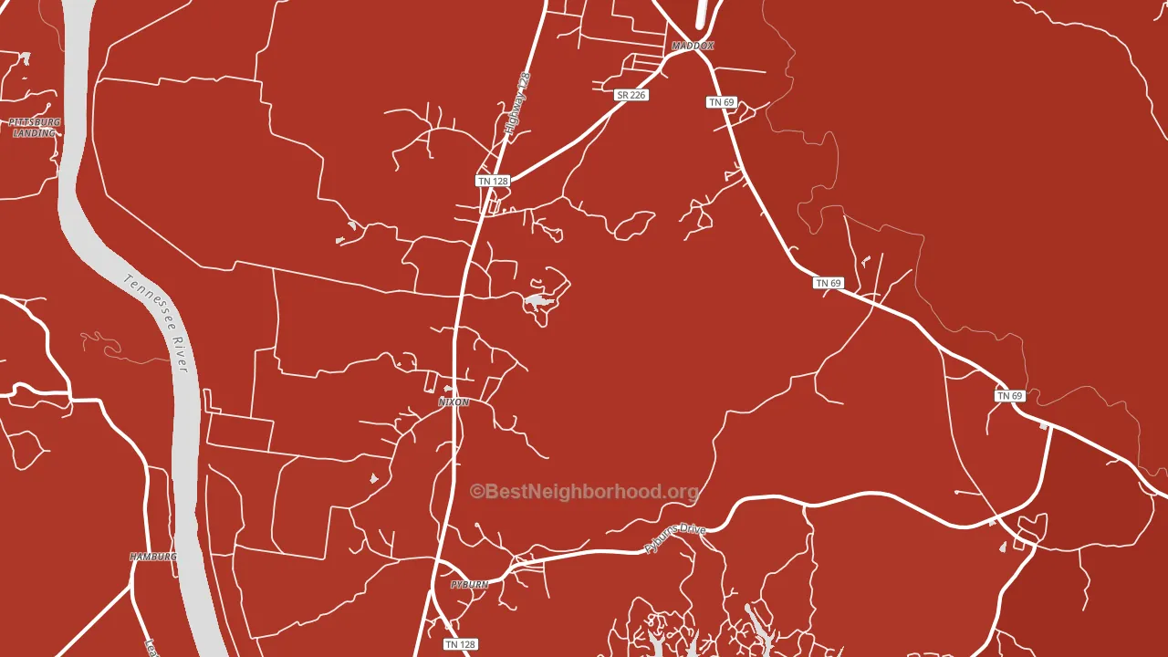 Nixon, TN block-group political-lean map