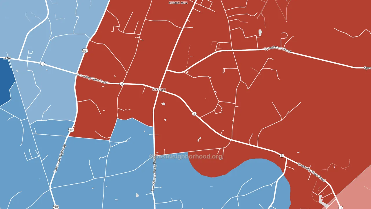 Nixville, SC block-group political-lean map