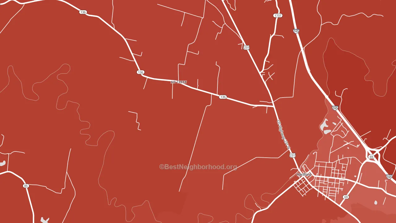 No Creek, KY block-group political-lean map