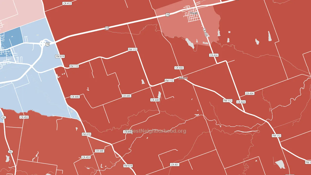 Noack, TX block-group political-lean map