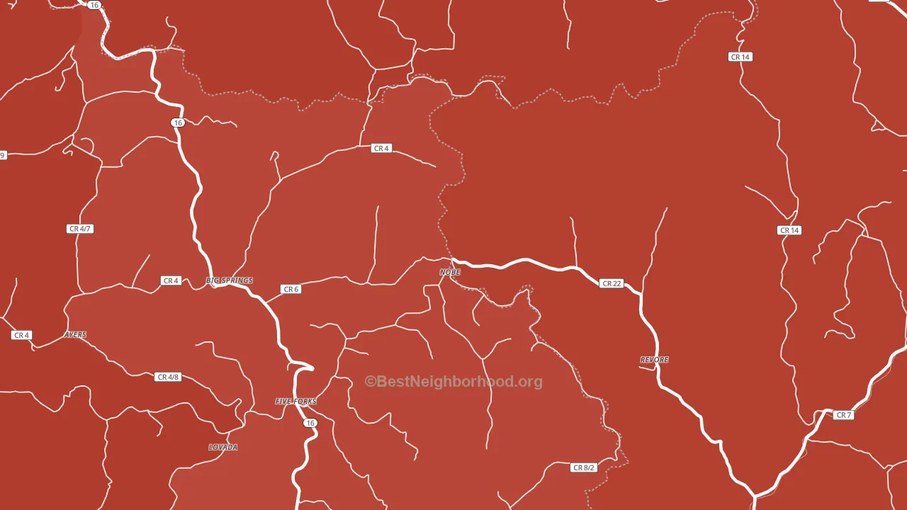 Nobe, WV block-group political-lean map