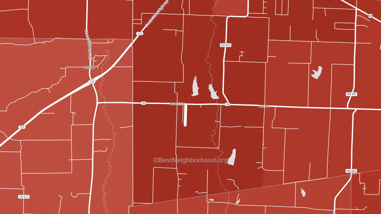 Nobility, TX block-group political-lean map