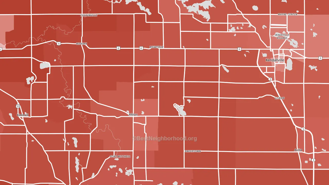 Noble County, IN block-group political-lean map