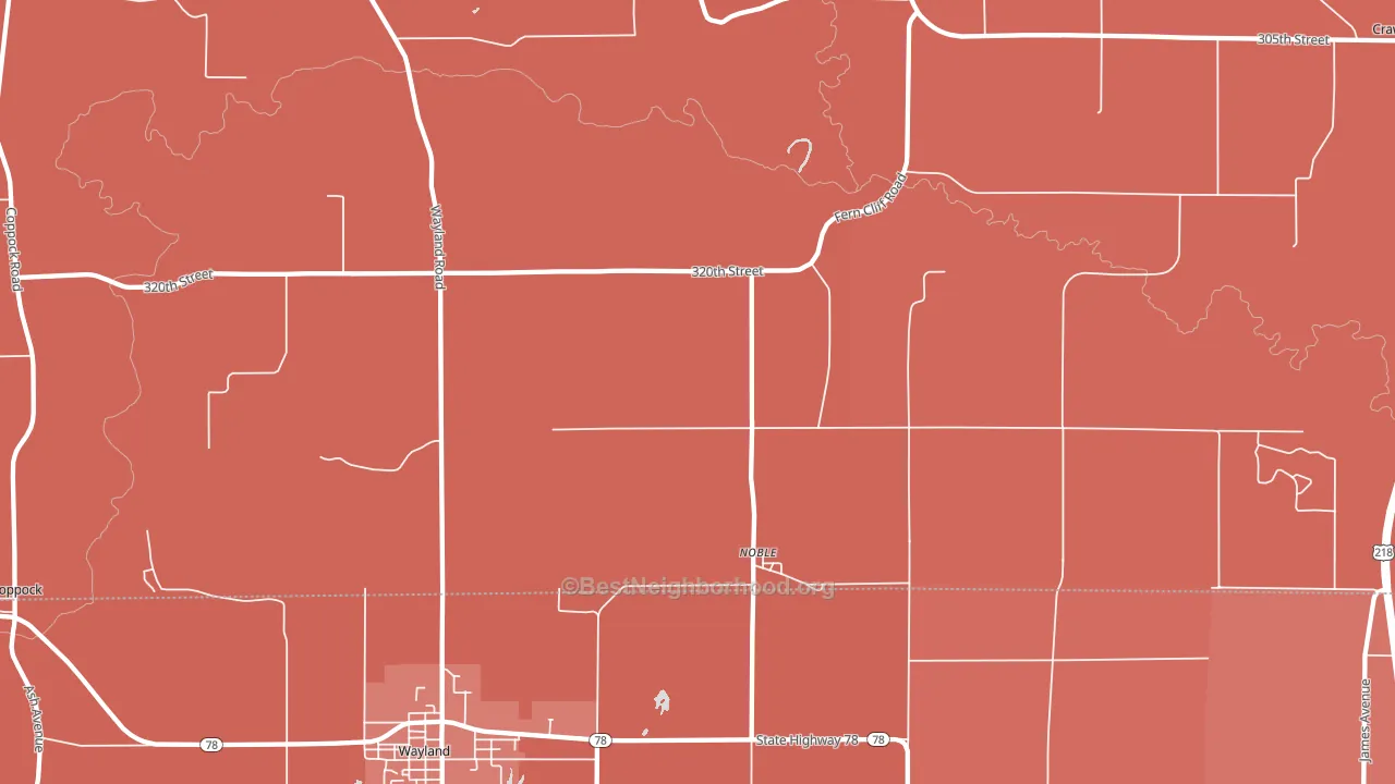 Noble, IA block-group political-lean map