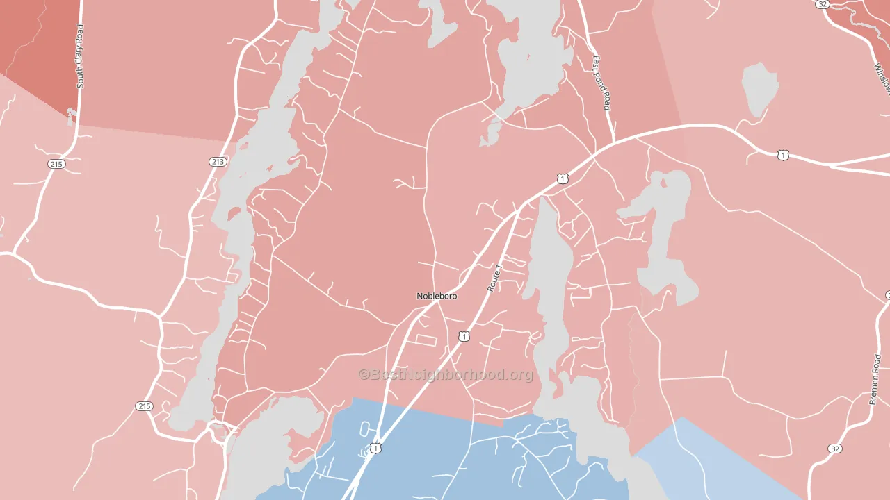 Nobleboro, ME block-group political-lean map
