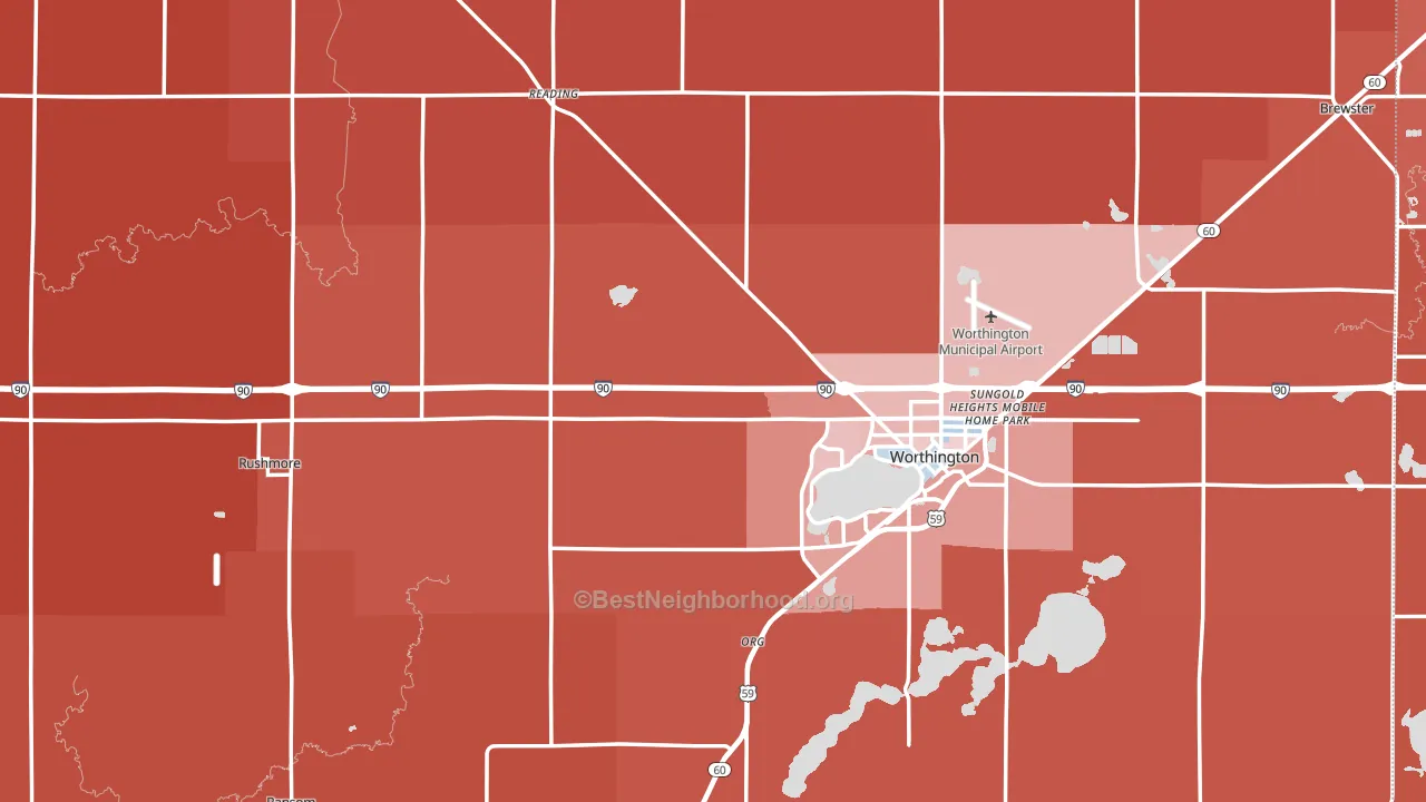 Nobles County, MN block-group political-lean map