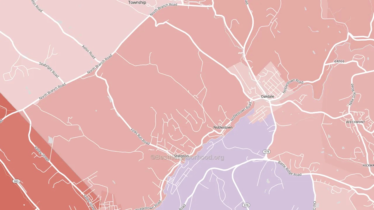 Noblestown, PA block-group political-lean map