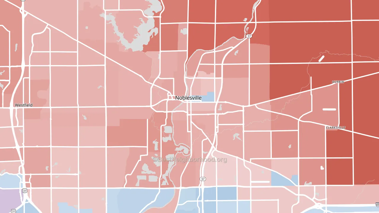 Noblesville, IN block-group political-lean map