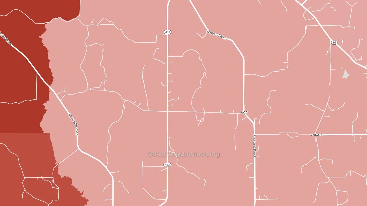Nod, MS block-group political-lean map