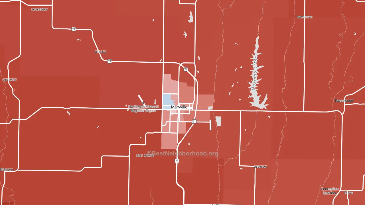 Nodaway County, MO block-group political-lean map