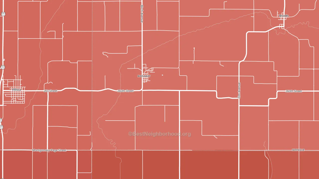 Nodaway, IA block-group political-lean map