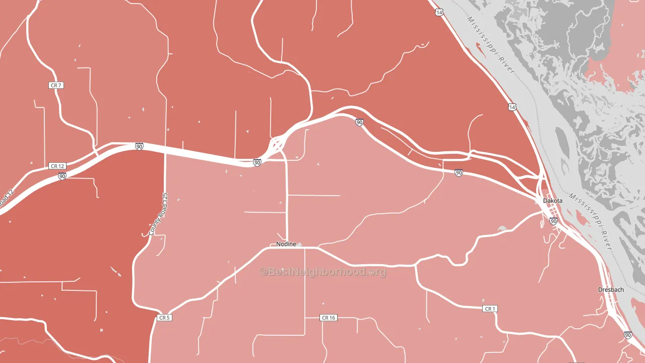 Nodine, MN block-group political-lean map