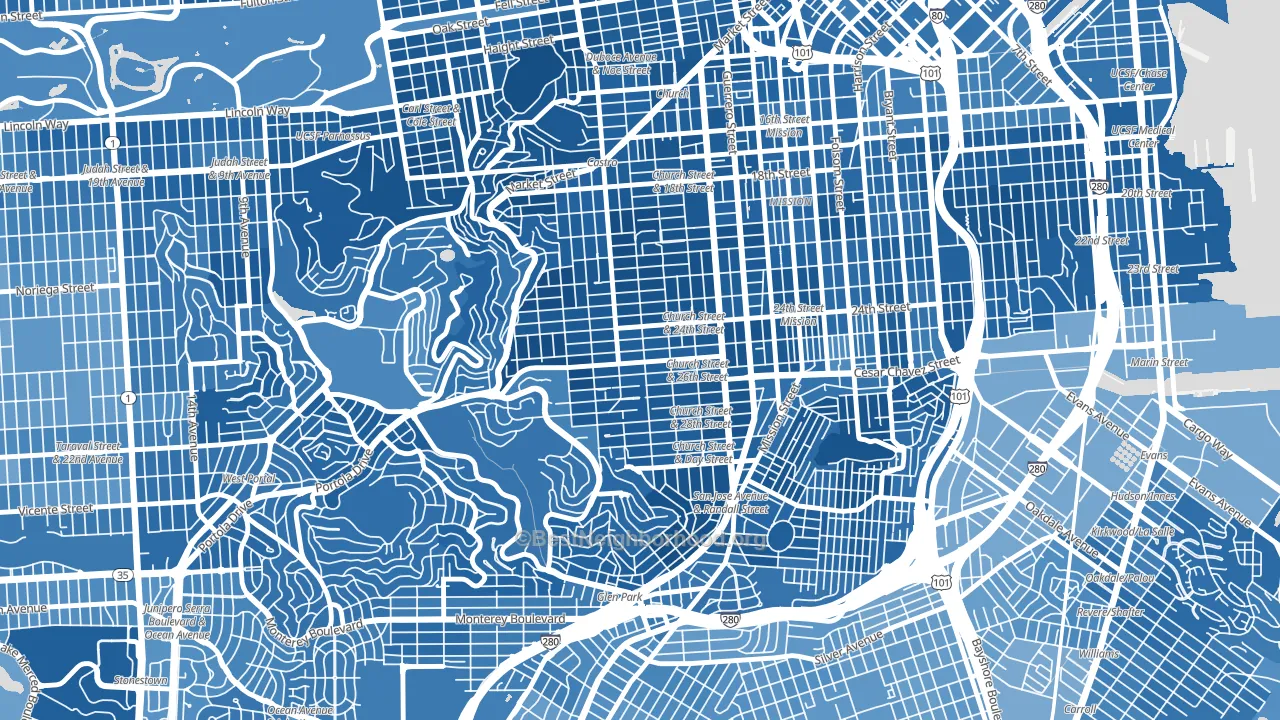 Noe Valley, San Francisco, CA block-group political-lean map