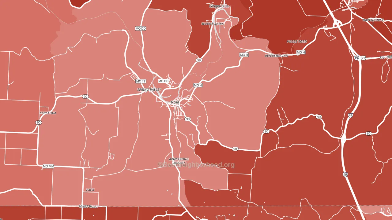 Noel, MO block-group political-lean map