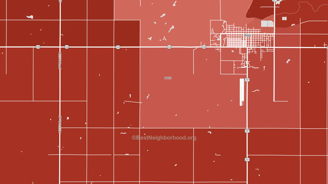 Noel, OK block-group political-lean map