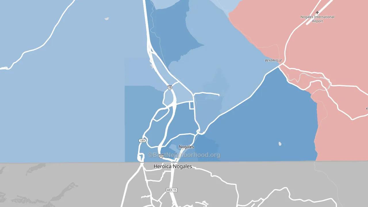 Nogales, AZ block-group political-lean map