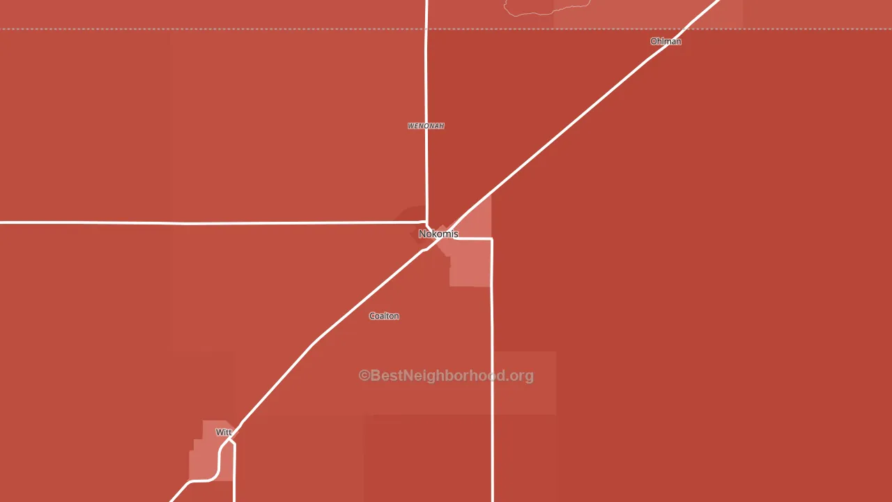 Nokomis, IL block-group political-lean map