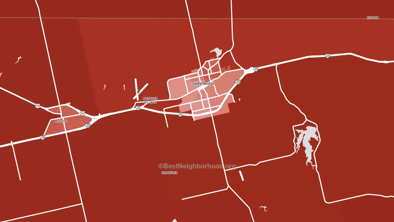 Nolan County, TX block-group political-lean map