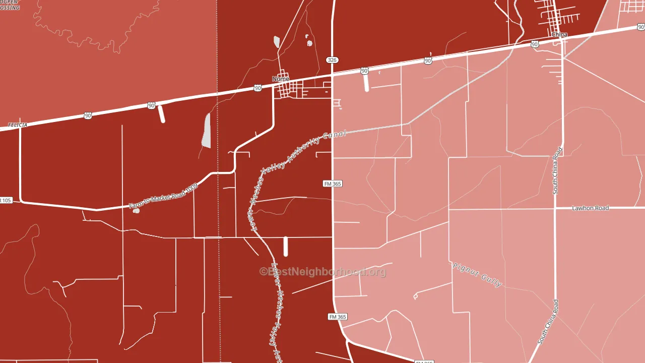 Nome, TX block-group political-lean map
