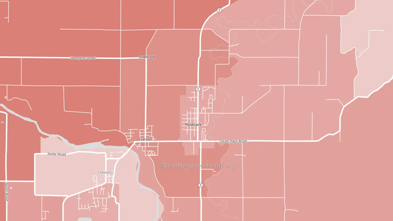 Nooksack, WA block-group political-lean map