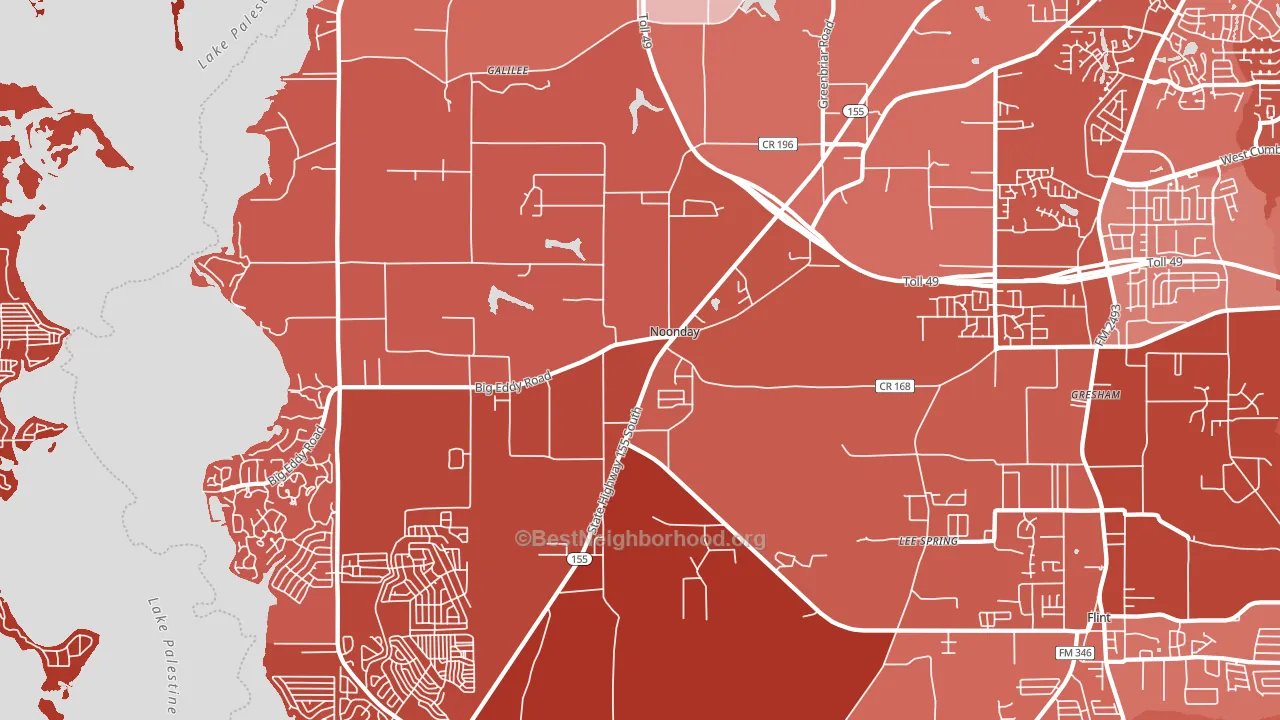 Noonday, TX block-group political-lean map