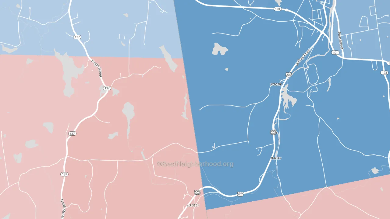 Noone, NH block-group political-lean map